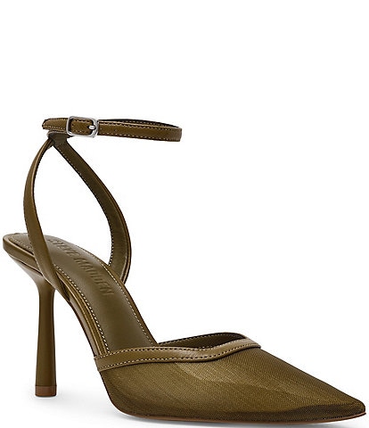 Steve Madden Alliance-M Mesh Ankle Strap Pointed Toe Pumps