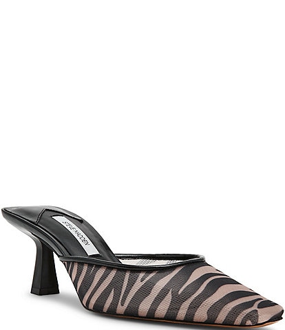Steve Madden Alyse Zebra Mesh Pointed Toe Mules
