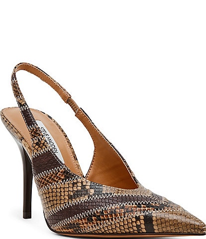 Steve Madden Andromeda Patchwork Snake Print High Vamp Slingback Pumps