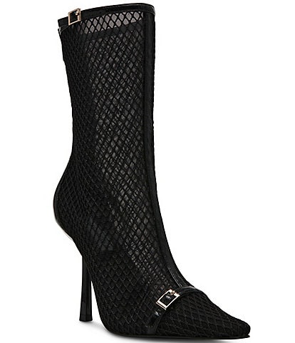 Steve Madden Ashlin Leather Mesh Pointed Toe Booties