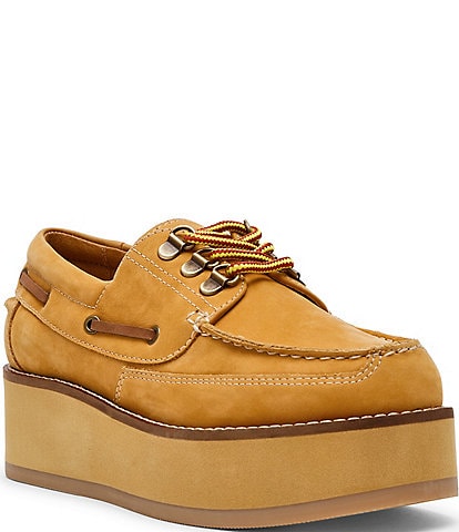 Steve Madden Benett Nubuck and Leather Platform Boat Shoes