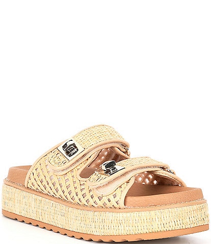 Steve Madden Bigschmona Raffia Platform Slide Sandals