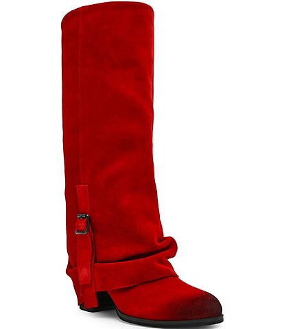 Steve Madden Bozeman Suede Cuffed Buckle Tall Boots