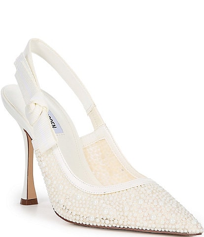 Steve Madden Bri Pearl Lace Pointed Toe Slingback Pumps