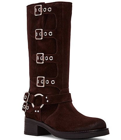 Steve Madden Brocks Suede Tall Moto Boots