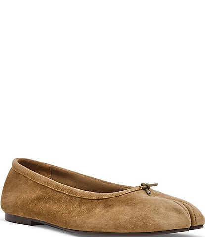  Calico Suede Split Toe Ballet Flats