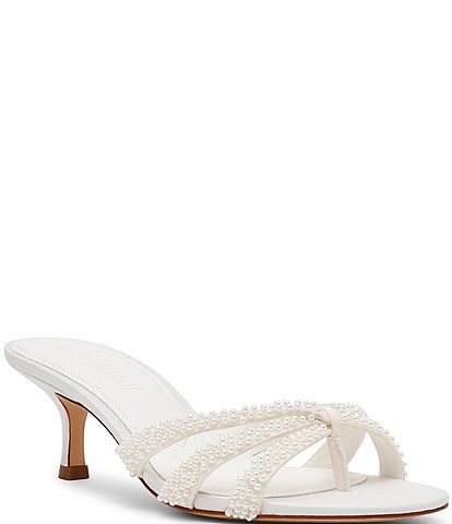 Steve Madden Cary-P Pearl Embellished Kitten Heel Dress Sandals