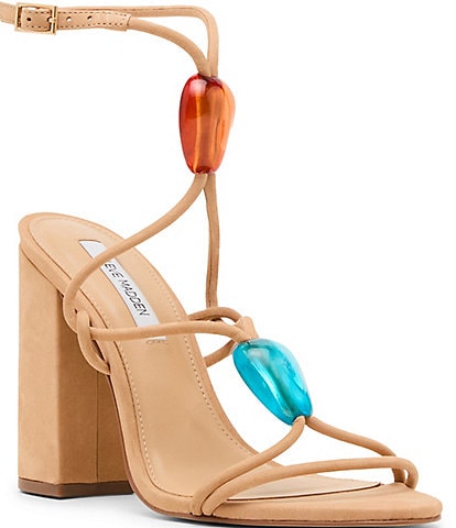 Steve Madden Cato Leather Resin Ornaments Block Heel Sandals