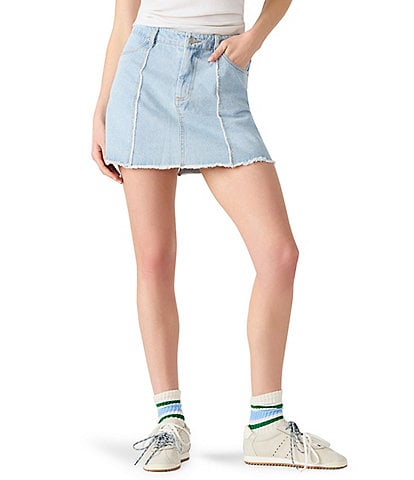 Steve Madden Cheri Denim Frayed Hem Mini Skirt