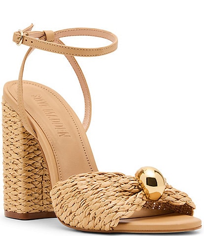Steve Madden Cheyla Raffia Block Heel Dress Sandals