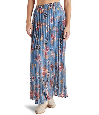 Steve Madden Coppola Chiffon Floral Print Pleated Maxi Skirt