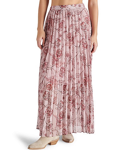 Steve Madden Coppola Chiffon Floral Print Pleated Maxi Skirt