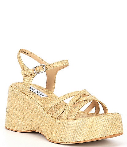 Steve Madden Crazy30 Raffia Platform Wedge Sandals