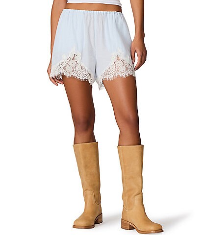 Steve Madden Daisee Pull-On Lace Hem Satin Jacquard Dot Shorts