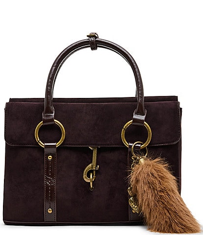 Steve Madden Dunstan Suede Hardware Bag Charm Satchel Bag