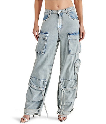 Steve Madden Duo High Waist Wide Leg Cargo Pocket Denim Jeans