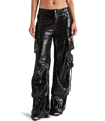 Steve Madden Duo Sequin Mid Rise Cargo Pant