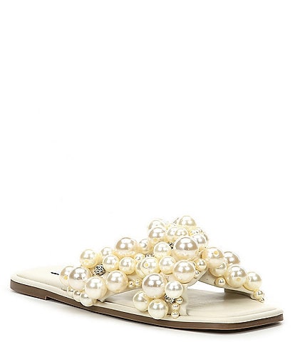 Steve Madden Duri Pearl Embellished Slide Sandals
