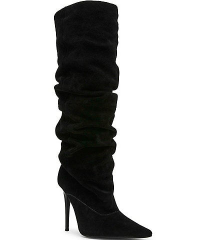 Steve Madden Elona Suede Scrunch Knee High Pointed Toe Boots