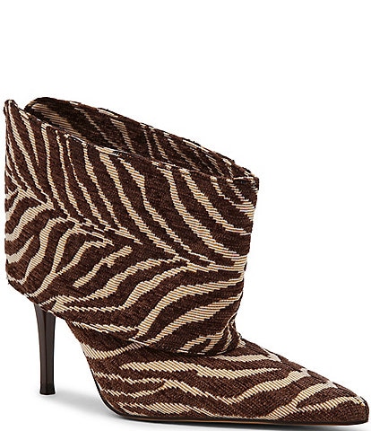 Steve Madden Enella Zebra Print Cuffed Pointed Toe Stiletto Booties