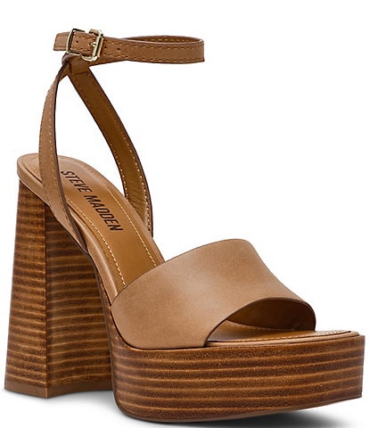 Steve Madden Floria Leather Ankle Strap Platform Sandals