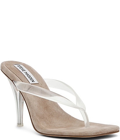 Steve Madden Florinda Clear Stiletto Thong Dress Sandals