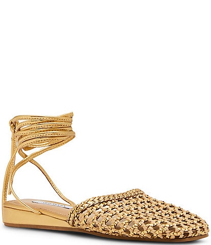Steve Madden Flutter Woven Ankle Wrap Mules