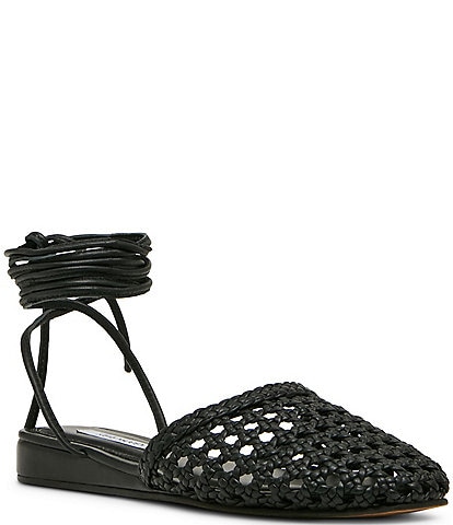 Steve Madden Flutter Woven Ankle Wrap Mules