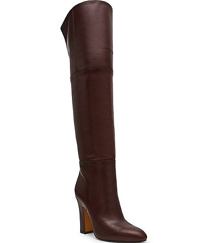 Steve Madden Foretold Leather Block Heel Tall Boots