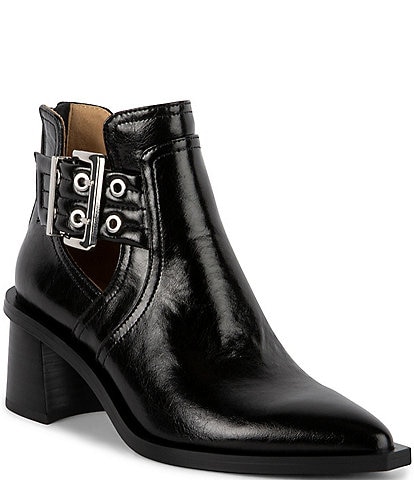 Steve Madden Gatewood Leather Buckle Detail Pointed Toe Booties