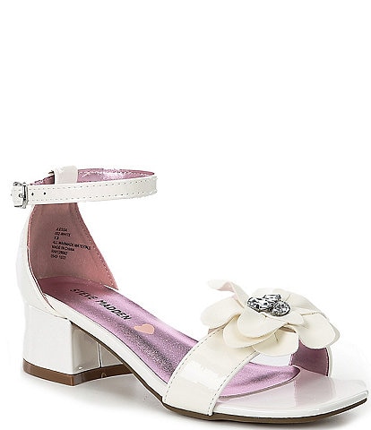 Steve Madden Girls' J-Lessa Patent Leather Jewel Embellished Flower Dress Sandals (Youth)