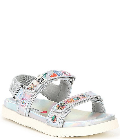 Steve Madden Girls' T-Mona Sticker Embellished Iridescent Sandals (Toddler)