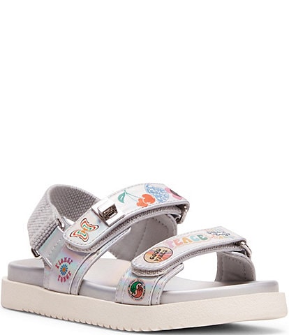 Steve Madden Girls' T-Mona Sticker Embellished Iridescent Sandals (Toddler)