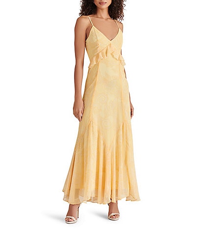 Steve Madden Gracie Lace V Neck Sleeveless A-Line Maxi Dress