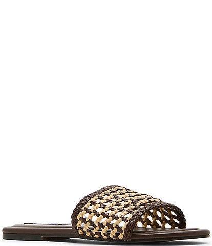 Steve Madden Gulf Raffia Leather Slide Sandals