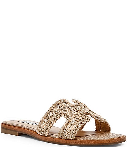 Steve Madden Hadyn Raffia Flat Slide Sandals