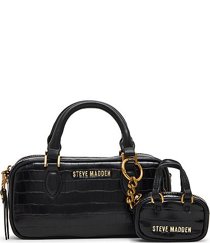 Steve Madden Hudsen East / West Small Satchel Bag with Bag Charm