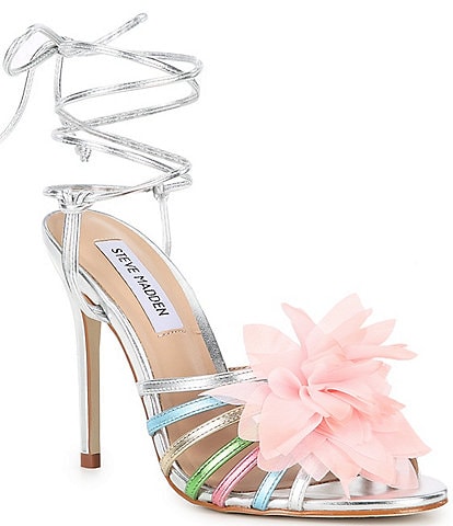 Steve Madden Jolisa Metallic Flower Ankle Wrap Dress Sandals