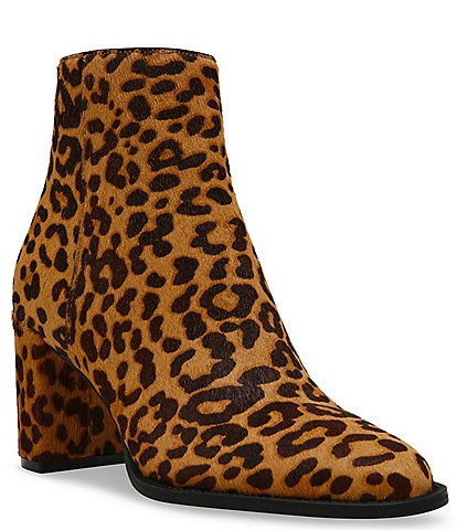 Steve Madden Jozie-L Leopard Print Haircalf Block Heel Booties