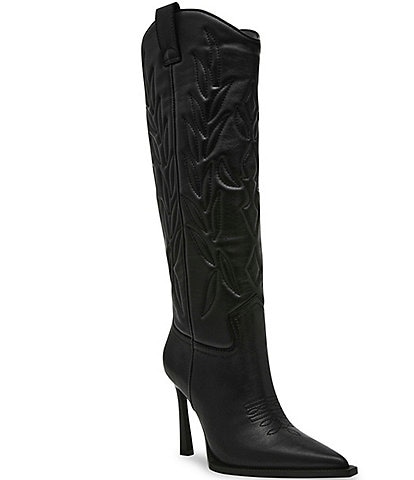 Steve Madden Kinzee Leather Stiletto Western Tall Boots