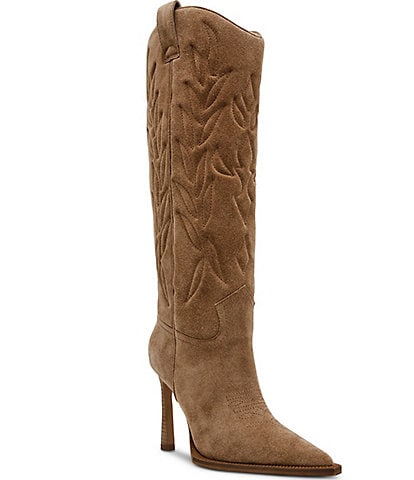 Steve Madden Kinzee Suede Stiletto Western Tall Boots