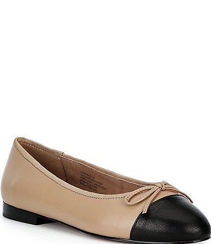 Steve Madden Kit Leather Cap Toe Ballet Flats