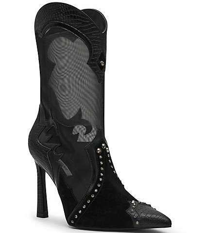 Steve Madden Konah Mesh and Suede Pointed Toe Western Booties