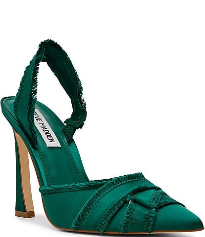 Steve Madden Larysa Satin Frayed Slingback Pumps