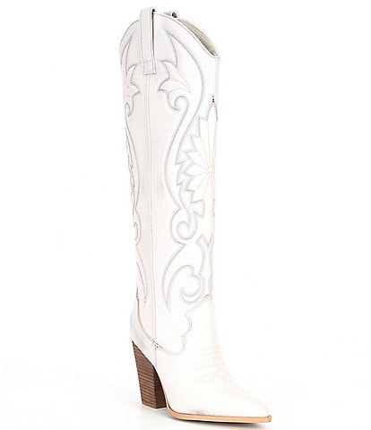 Steve Madden Lashes Distressed Leather Tall Western Boots