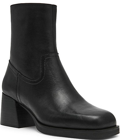 Steve Madden Latches Leather Square Toe Block Heel Ankle Booties