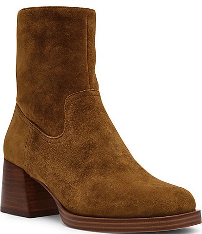 Steve Madden Latches Suede Square Toe Block Heel Ankle Booties