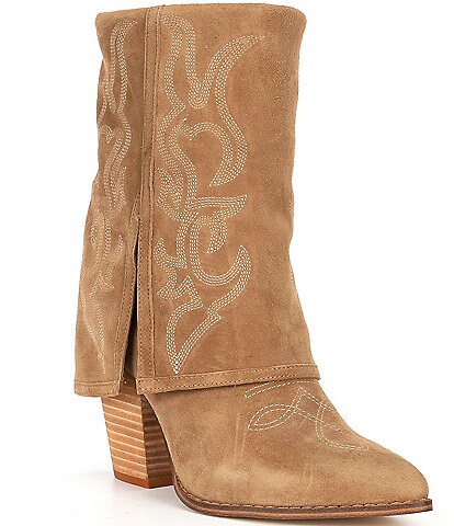 Steve Madden Layne Suede Western Inspired Foldover Boots