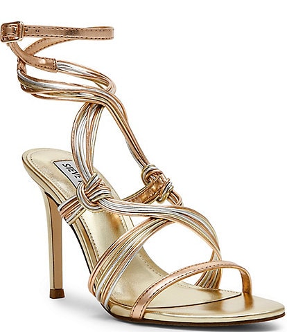 Steve Madden Lele Two Tone Metallic Leather Strappy Dress Sandals