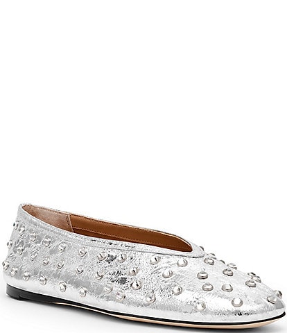 Steve Madden Leni-R Crinkle Leather Rhinestone Ballet Flats